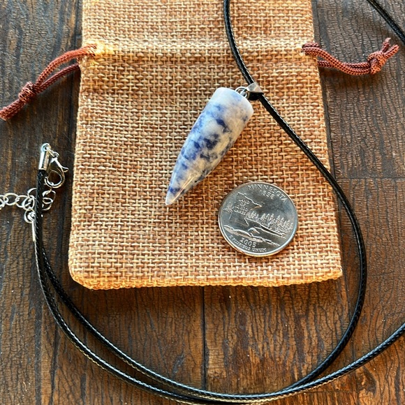 Sodalite Crystal Pendant Mens Crystal Necklace Sodalite Necklace Boyfriend Gift - Picture 2 of 3